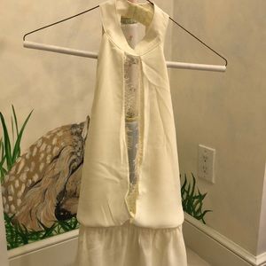 Tobi deep v off white sleeveless peplum choker top